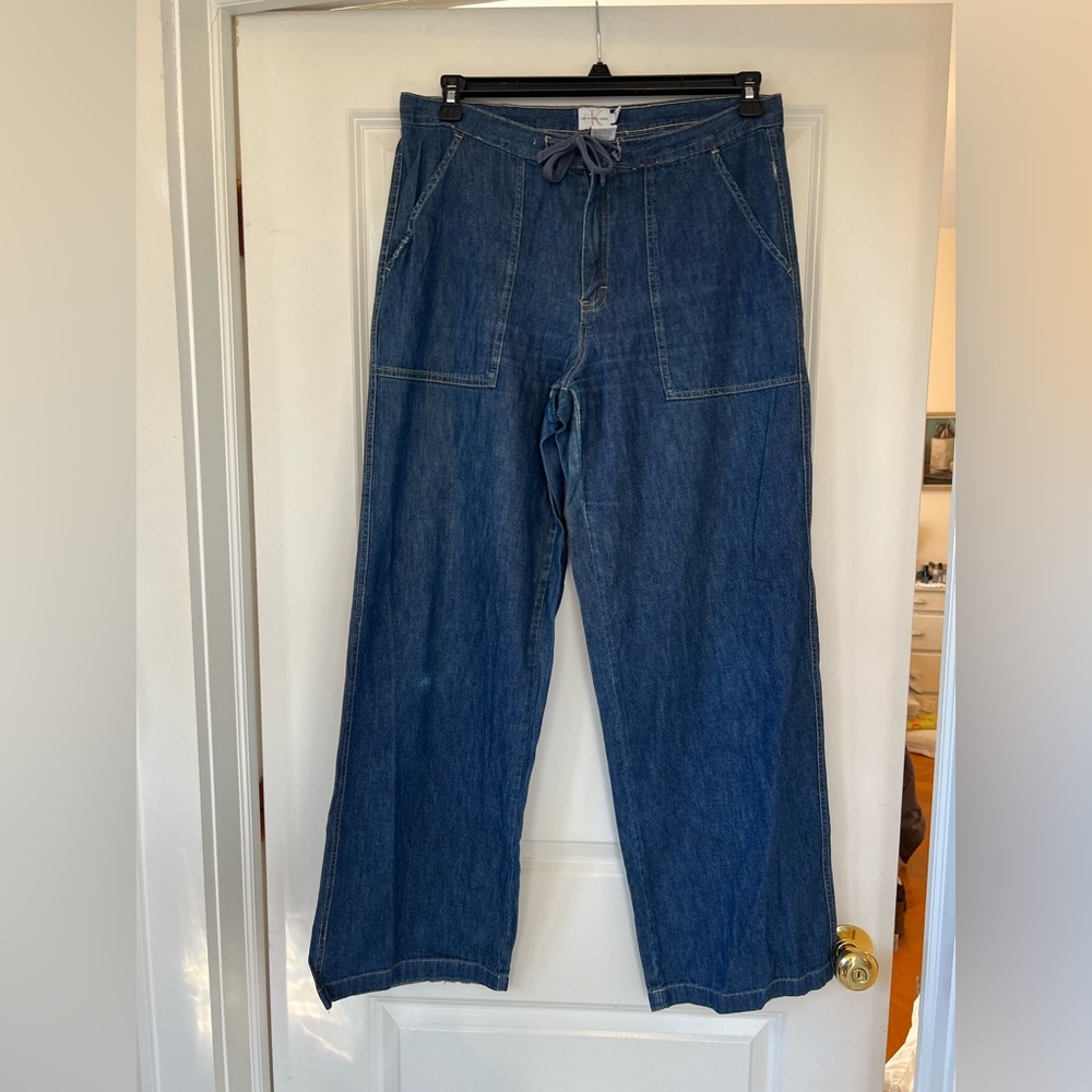 🍁 Calvin Klein Jeans Vintage women’s wide leg drawstring light weight jeans